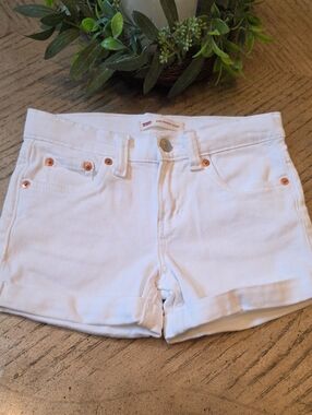 Levi's White Girls Denim Girfriend Jean Shorts Size 7